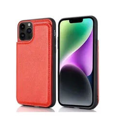 【新品】 【 Antimam 】対応iPhone 14 PRO MAX 6.7 inch (6.7インチ)用 ケース 手帳型 財布型 新型 全面保護 耐衝撃 擦り傷防止 軽量 落下保護 手帳型 ケース(レッド)アイフォン14プロ マックス 高級 PU革 背 1