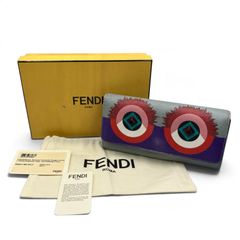 【mh/10.13/25】フェンディ FENDI モンスター バグズアイ コンチネンタルウォレット 長財布 8M0251 グレー パープル 2016年製 箱・カード付