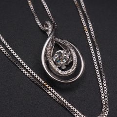 H596 Crossfor クロスフォー CF SILVER925刻印 ペンダント ネックレス ダイヤモンド風 ダンシングストーン デザイン シルバー