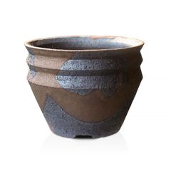 盆栽鉢 陶器鉢 金彩流し 段型 4号 信楽焼 Mサイズ マット アガベ 塊根 コーデックス 盆栽 山野草 多肉植物 観葉 サボテン 小さい モダン おしゃれ 専門店 植木鉢 約12センチ