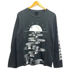 ディーゼル DIESEL Tシャツ カットソー クルーネック プリント 長袖 M 黒 ブラック