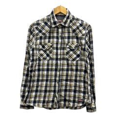 ディッキーズ Dickies シャツ チェック柄 総柄 スナップボタン 長袖 M 白 ホワイト マルチカラー