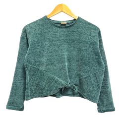 ザラ ZARA ニット カットソー ショート丈 長袖 11-12/152cm 緑 グリーン