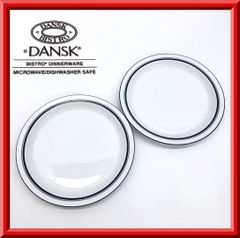 DANSK ダンスク クリスチャンスハウン ビストロ プレート ブルーライン モーニングプレート パスタ皿 大皿 盛皿 丸皿 北欧 食器 洋食器 陶磁器 ペア 2点セット