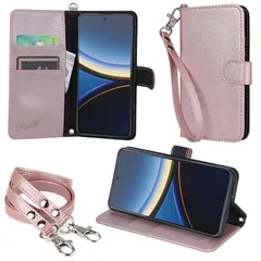 wisers Xiaomi POCO F7 Ultra ケース 手帳型 スマホケース 対応 (ローズゴールド) ストラップ 2種付き (ハンドストラップ/ネックストラップ) 2025年 新型