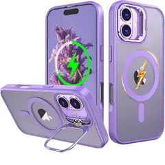 【純正MagSafe対応・スタンド機能 】iPhone 17 用 ケース Magsafe対応 ワイヤレス充電 隠しスタンド (ライラックパープル)