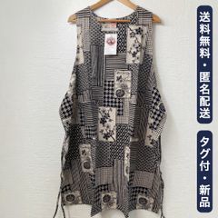 新品 JAGANNATH ジャガンナート エプロンドレス 和柄 黒 ブラック 生成り 綿100% インド製 梅 菊 青海波 格子 パッチワーク柄 エプロン ワンピース かぶり ノースリーブ レディース 前掛け カフェ ガーデニング 家事 ギフト エスニック
