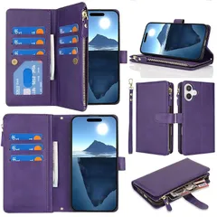 for 用の iPhone 16 ケース 手帳型 財布型 携帯カバー SunYoo パープル