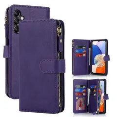 for 用の Samsung Galaxy A14 5G ケース 手帳型 財布型 カバー SunYoo パープル