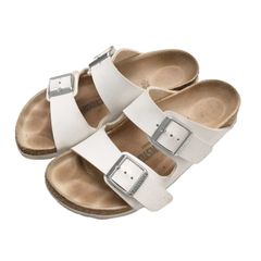 【35/22.5cm】ビルケンシュトック アリゾナ ホワイト サンダル ダブルベルト コルク ドイツ製 レディース BIRKENSTOCK