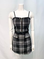 3171 ROBE de  FLEURS Glossy ローブドフルール グロッシー キャバクラ ドレス セットアップ チェック柄 タイト ミニ キャバドレス S