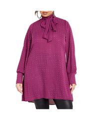 シティーシック レディース トップス シャツ CITY CHIC Womens Nailhead Tunic Top Mulberry