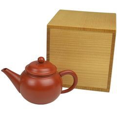未使用 美品 急須 朱泥 茶道具 高寶 煎茶器 在銘 木箱入 中国茶器 茶器