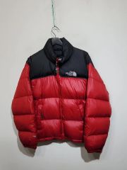 (100) THE NORTH FACE ザノースフェイス ヌプシ ダウンジャケット 黒赤 グースダウン 700 ダウンジャケット