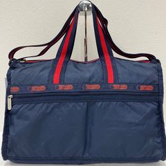 9776　LeSportsac　レスポートサック　 ボストンバッグ　2way　旅行　大容量　 ミディアムウィークエンダー　紺　赤　 ネイビー×レッド系　ナイロン　軽量　 レディース