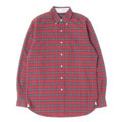POLO Ralph Lauren ポロ ラルフローレン シャツ レッド グリーン S マチ付き チェック コットン BD ボタンシャツ RALPH LAUREN トップス カジュアルシャツ 長袖【メンズ】【中古】