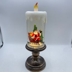K バブル台付 LEDライトキャンドル スノードーム クリスマス サンタクロース インテリア ライト かわせみ
