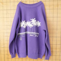 80s 90s USA製 Hanes SanDiego プリントスウェット パープル メンズXL アメリカ古着　090926aw70