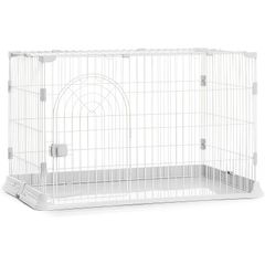 [Rshtong] 犬 ケージ 犬用サークル ペットケージ 犬 ゲージ 屋根付き 幅84×奥行61×高さ56cm ペットサークル 小型犬 中型犬 ペット用品 ドッグサークル 折りたたみ 組立簡単 室内外兼用 (ホワイト 84x61x56cm) b6daa36b