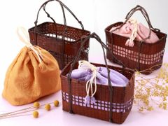 竹かご巾着 巾着バッグ レディース 浴衣 バッグ かごバッグ 籠バッグ 和装バッグ 夏バッグ 浴衣バッグ 着物 竹かご 和風 和小物 おしゃれ 上品 大人 レディース 全5色 kk-199