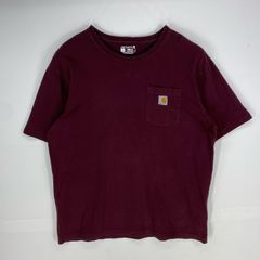 古着 カーハート Carhartt 半袖Tシャツ ワンポイントロゴ ショートスリーブ クルーネック L  レッド系 メンズ
