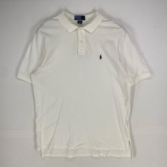 古着 ポロバイラルフローレン Polo by Ralph Lauren 鹿の子 半袖シャツ 刺繍ロゴ ポロシャツ ワンポイント XL  ホワイト系 メンズ