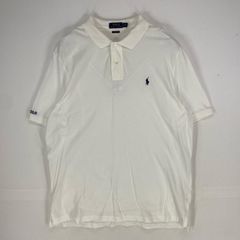古着 ポロ・ラルフローレン POLO RALPH LAUREN 鹿の子 半袖シャツ 刺繍ロゴ ポロシャツ ワンポイント XL  ホワイト系 メンズ