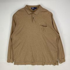 古着 ポロバイラルフローレン Polo by Ralph Lauren 長袖シャツ ワンポイント ポケット ポロシャツ XL  ベージュ系 メンズ