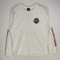 古着 ハーレーダビッドソン HARLEY DAVIDSON 長袖Tシャツ ロゴ スカル ロングスリーブ 3XL  ホワイト系 バックプリント メンズ