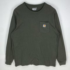 古着 カーハート Carhartt 長袖Tシャツ ポケット ワンポイント ロングスリーブ ロンT XL  ブラック系 メンズ
