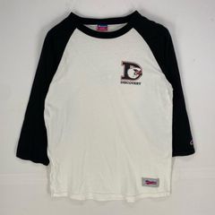 古着 チャンピオン Champion 長袖Tシャツ ラグランスリーブ 7分丈 ロングスリーブ L  ホワイト系 メンズ