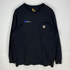 古着 カーハート Carhartt 長袖Tシャツ ポケット ワンポイントロゴ オリジナルフィット ロンT XL  ブラック系 メンズ