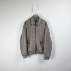 ZARA スエード キルティング ジップアップ オーバーサイズ ジャケット グレー メンズ 110 261013