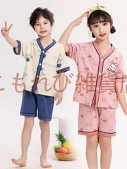 親子 半袖パジャマ 女の子 男の子 2点セット 家族 おそろい ジュニア 家族でリンク パジャマ キッズ 半袖  前開き パジャマ ボタン 120-180cm パジャマ キッズ  ルームウェア 上下セット かわいい 寝巻き 寝