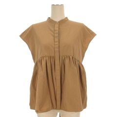 グリーンレーベルリラクシング ユナイテッドアローズ green label relaxing ペプラム フレンチスリーブ ブラウス 半袖 ベージュ 261008E
