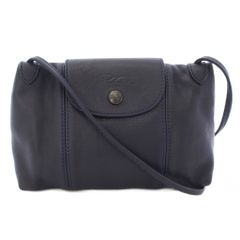 ロンシャン LONGCHAMP ル プリアージュ キュイール ショルダーバッグ ポシエット レザー 紺 ネイビー /TK