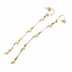 エテ ete チェーンピアス パール アクセサリー 両耳用 チェーン バイカラー K18 イエローゴールド 白 ホワイト /BB