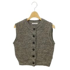 B&Y ユナイテッドアローズ BEAUTY&YOUTH ビューティー&ユース フロントボタンミックスカラーニットベスト クルーネック 前開き グレー /DO ■OS