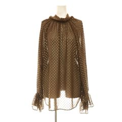 リヴドロワ RIVE DROITE 25AW フォイルドットボウタイブラウス 長袖 バックテール F ブラウン ゴールド色 /ES ■OS