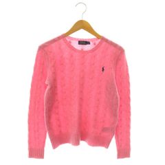 ポロ ラルフローレン POLO RALPH LAUREN カシミヤウール ケーブルニット セーター ロゴ刺繍 長袖 S P ピンク /HS ■OS
