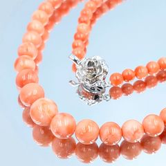 ■本珊瑚 サンゴ コーラル G.SILVER シルバー 刻印 ネックレス 玉珊瑚  ピンク