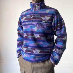 名品 patagonia パタゴニア シンチラ フリース スナップT 総柄 メンズS程度 表記レディースM 中古 服 D138