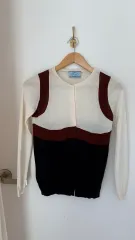 PRADA ウール バイカラー ニット カーディガン