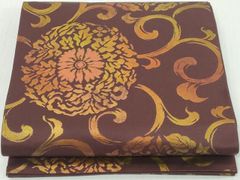平和屋着物◎六通柄　本袋帯　正倉院花唐草文　金糸　正絹　逸品　DABK8668cm
