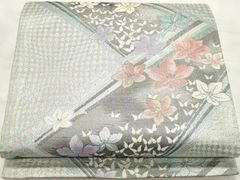 平和屋着物◎佐賀錦　六通柄袋帯　舞花文　金銀糸　正絹　逸品　DABK8672cm