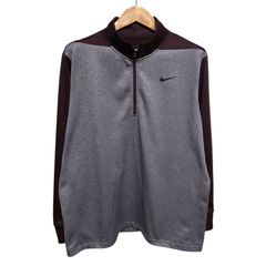NIKE ナイキ ハーフジップ スウェット グレー ボルドー メンズ XL