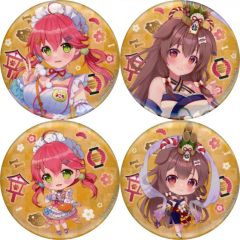 【中古】バッジ・ビンズ 全4種セット 「バーチャルYoutuber ホロライブ みっころね神社 ゆく年くる年 くる年 缶バッジ」