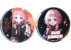 【中古】バッジ・ビンズ 周央サンゴ 缶バッジ2個セット 「くじスクエア にじさんじ 七次元生徒会!くじ」 D賞