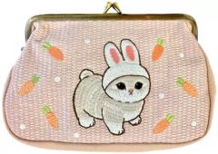 【中古】バッグ うさにゃん 畳刺繍がま口ポーチ「mofusand」