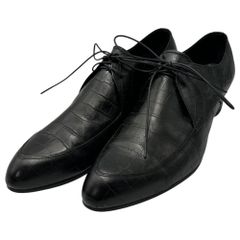 COMME des GARCONS HOMME PLUS(コムデギャルソンオムプリュス) Croc-embossed leather heeled shoes クロコ 型押し レザー ヒール シューズ 26cm ブラック 革靴